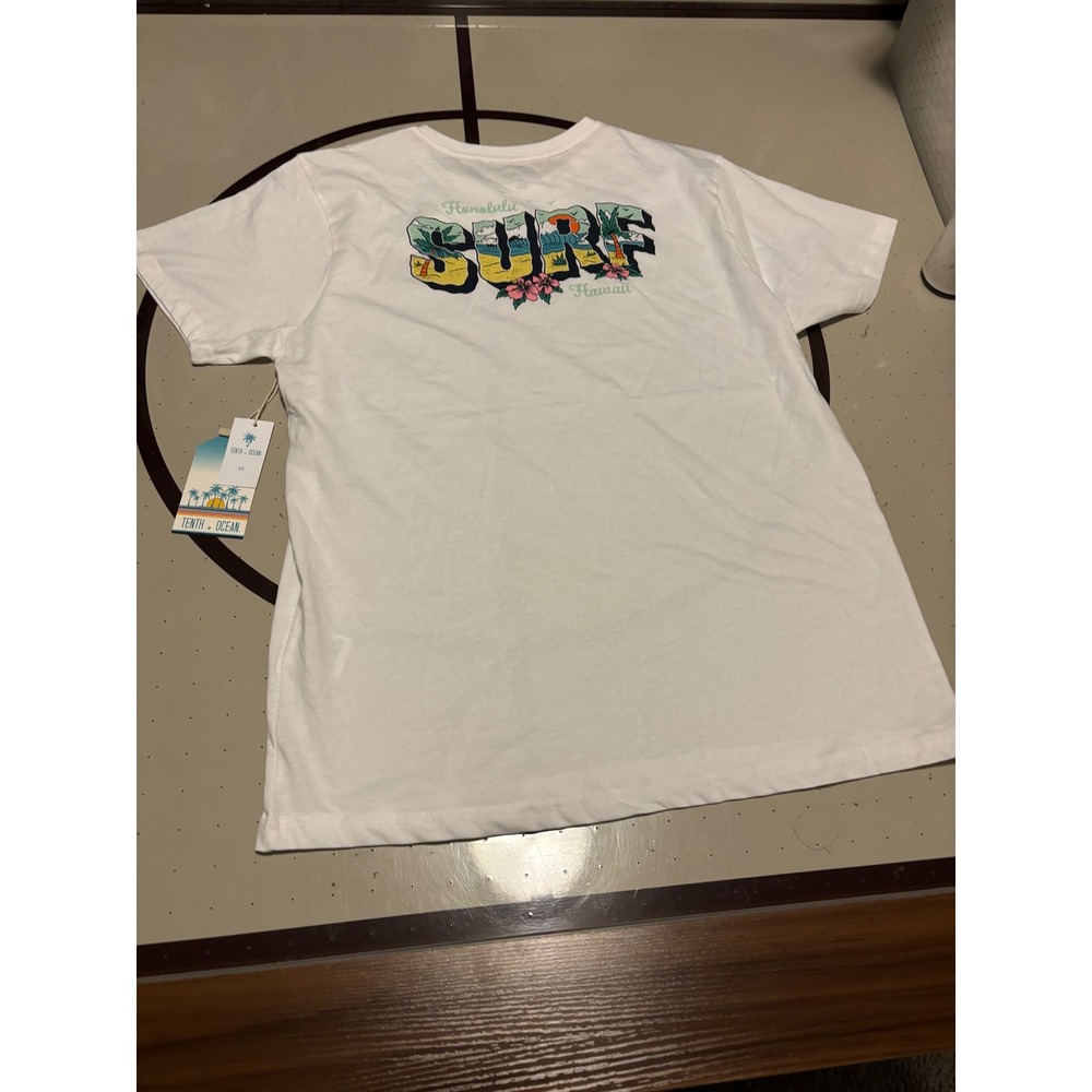 348 Tenth + Ocean Mens Honolulu Surf Hawaii Graphic T-Shirt White Size M NWT - Picture 5 of 5